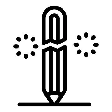 Simple and minimal broken pencil icon representing writer's block, creative b Stock Illustration