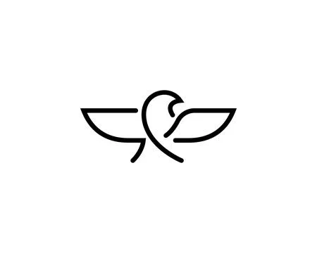 Simple and minimalism outline eagle spreading wings logo Stock Illustration