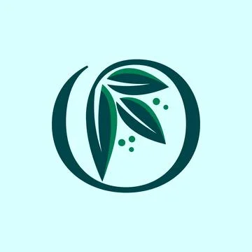 Simple and modern green circle leaf logo vector elements Stock Illustration