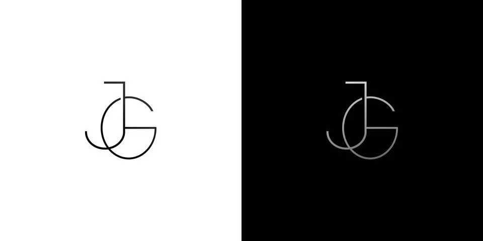 Simple and modern JG initials logo Stock Illustration