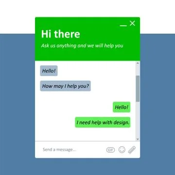 Simple and modern live chat window for a websites. Stock Illustration