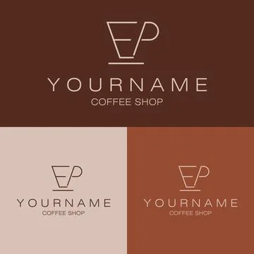 Simple and Modern Logo Template Ideas with Initial Letter EP on Coffee Cup,.. Stock Illustration