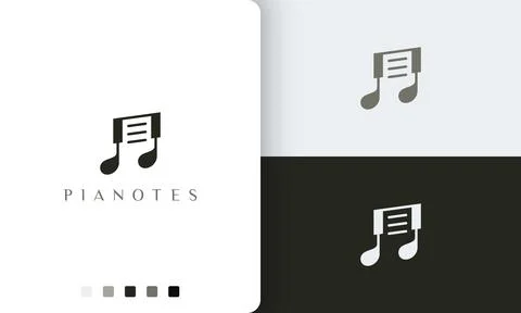Simple and modern piano note logo or icon Stock Illustration