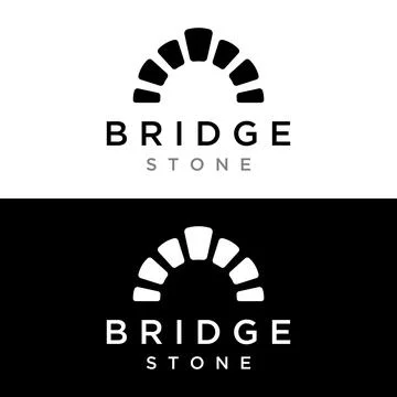 Simple and modern stone bridge building template logo creative design. Ilustración de archivo