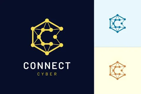 Simple and modern styled logo template hexagon and letter C representing tech Stock Illustration