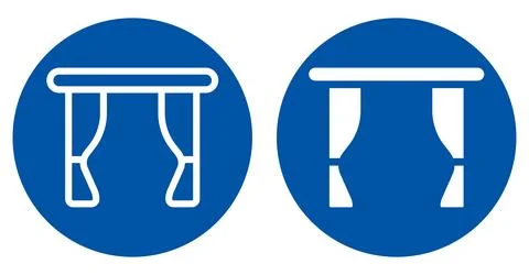 Simple and Modern Table Icons with Curtains on a Blue Background Illustration