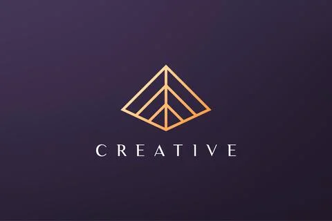Simple and modern triangular pyramid logo in luxurious style Illustrazione stock