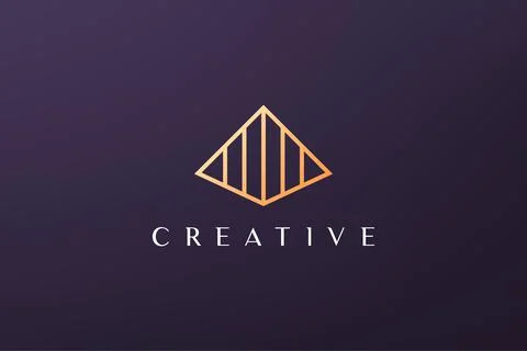 Simple and modern triangular pyramid logo in luxurious style Stock Illustration