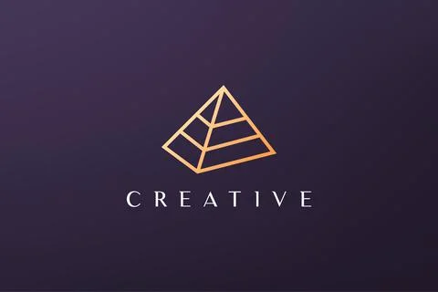 Simple and modern triangular pyramid logo in luxurious style Stock Illustration