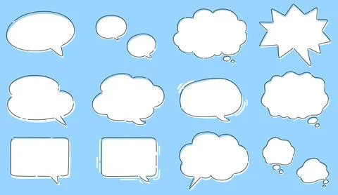 Simple and Pop Hand drawn Speech Bubbles with Outlines Stock Illustration