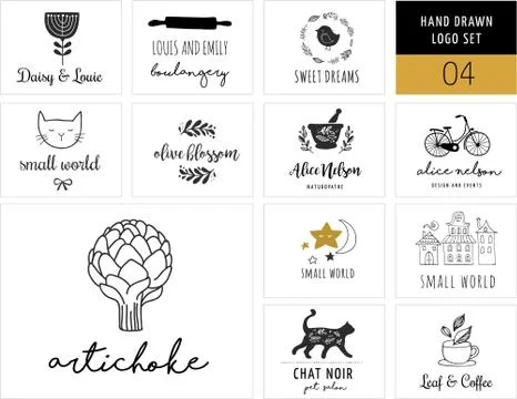 Simple and stylish collection of modern logos and illustrations Stock Illustration