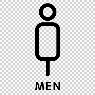 Simple and stylish line icon of men's restroom, signboard, with text Stock Illustration