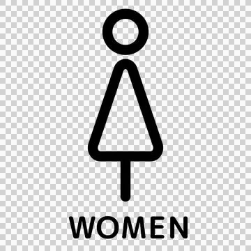 Simple and stylish line icon of women's restroom, signboard, with text Stock Illustration