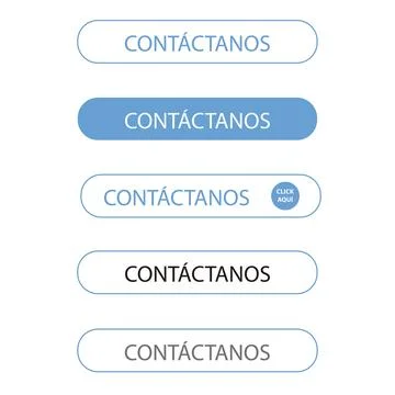 Simple and thin white and blue contactanos bar button on a white background Stock Illustration