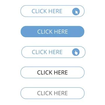 Simple and thin white and blue click here bar button isolated Stock Illustration