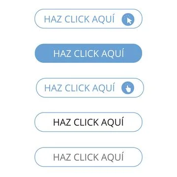 Simple and thin white and blue haz click aqui bar button isolated Stock Illustration