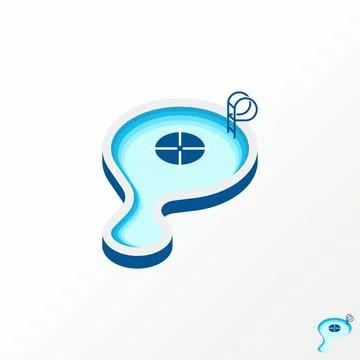 Simple and unique 3D swimming pool with water and stairs image graphic イラスト素材