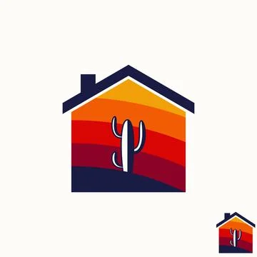Simple and unique cactus desert on middle house home like paint wall Illustrazione stock