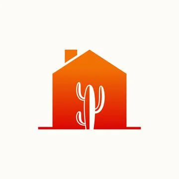 Simple and unique cactus on front house home image graphic Stock Illustration