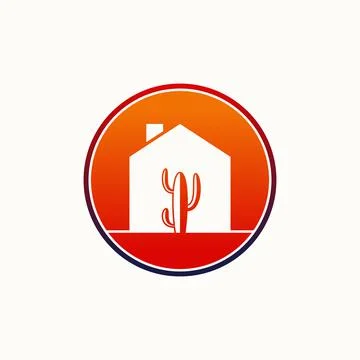 Simple and unique cactus on middle house home image Stock Illustration