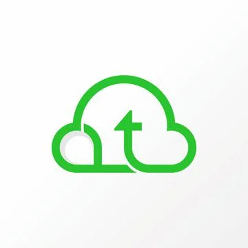 Simple and unique cloud with letter or word PT or place point image Illustrazione stock