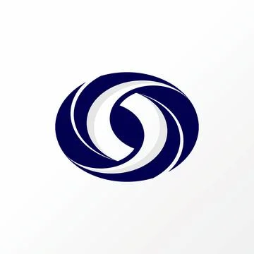Simple and unique cutting shape on ellipse like letter or word S font graphic Stock Illustration