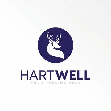 Simple and unique deer head inside circle block graphic design Stock Illustration
