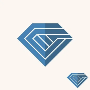 Simple and unique diamond or pentagon with letter CC font on 3D image Stock Illustration