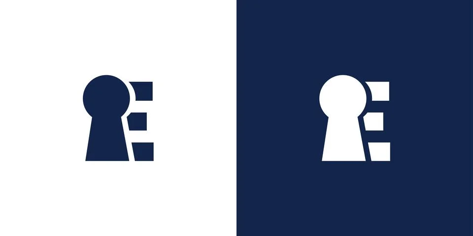 Simple and unique E key logo design Stock Illustration