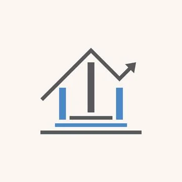 Simple and unique home with arrow trading and stairs image graphic Illustrazione stock