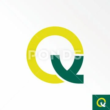Simple and unique letter or word Q sans serif line cut font image ...