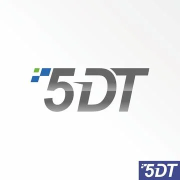 Simple and unique letter or word 5DT sans serif font with tech or sport image Stock Illustration