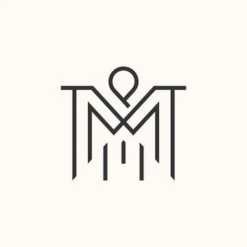 Simple and unique letter or word MM or MW line font like pattern motif ornament Illustrazione stock