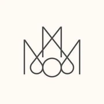 Simple and unique letter or word MM line font like pattern motif ornament Stock Illustration