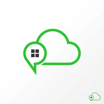 Simple and unique Letter or word P or chat talk with window and cloud image Stock Illustration