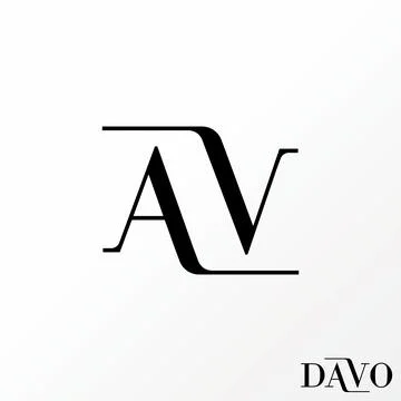 Simple and unique letter or word AV serif font line flip or backwards graphic Stock Illustration