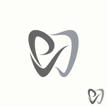 Simple and unique letter or word PVD or PVW font in tooth dental graphic Stock Illustration