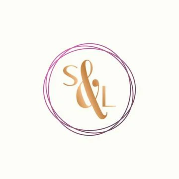 Simple and unique letter or word SL sans serif font with beauty circle line Stock Illustration