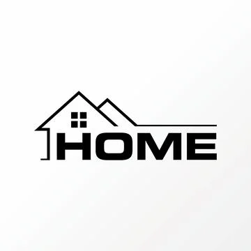 Simple and unique letter or word HOME with double roof house image graphic Stock Illustration