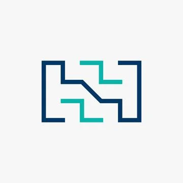 Simple and unique letter or word HH sans serif font on line cut image Stock Illustration