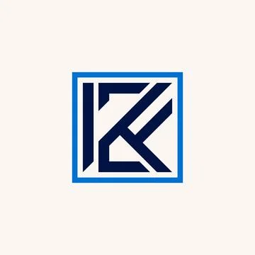 Simple and unique letter or word K2F font in cut square line image graphic Stock Illustration