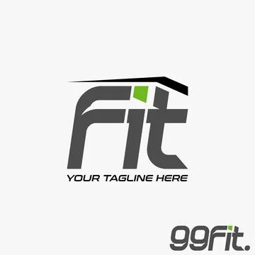 Simple and unique letter or word FIT italic font with cutting image Stock Illustration