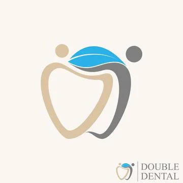 Simple and unique letter or word DD font with dental, human, leaf image Stock Illustration