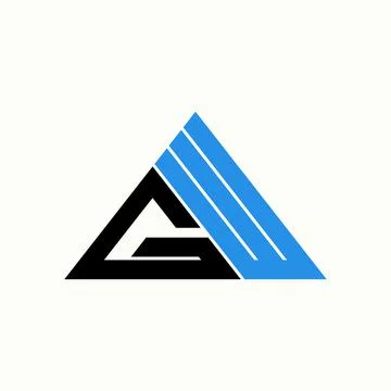 Simple and unique letter or word GW or WG font with line cut on triangle Illustrazione stock