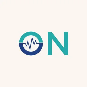 Simple and unique letter or word ON sans serif font with medical trading image Stock Illustration