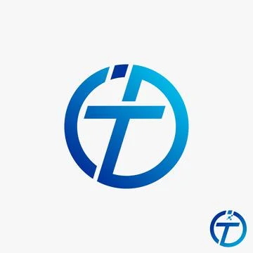 Simple and unique letter or word IDT line cut font in circle image graphic Stock Illustration