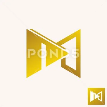 Simple and unique letter or word M line font with play sign image ...