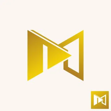 Simple and unique letter or word M line font with play sign image graphic Stock Illustration