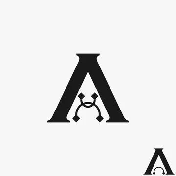 Simple and unique letter or word A serif font with semicircle line tech flip Stock Illustration