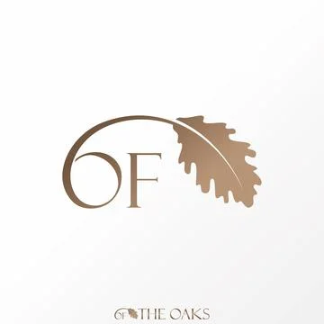 Simple and unique letter or word OF serif font with oak leaf shape image Stock Illustration